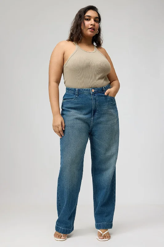 Curve Mid Blue Straight Fit Jeans