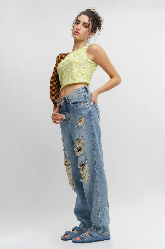 French Distress Slouchy Jeans