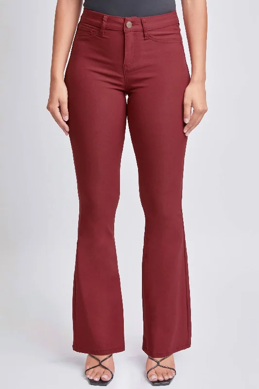 Hyperstretch High Rise Flare Denim In Dark Rose