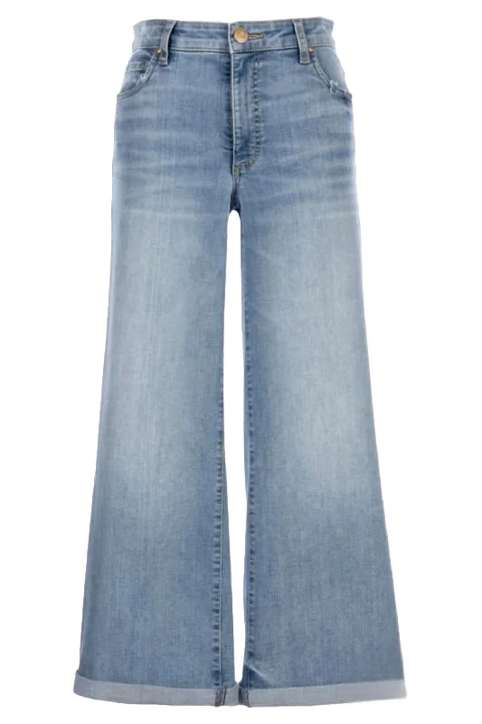 Meg Mid Rise Wide Leg Jeans In Light Wash