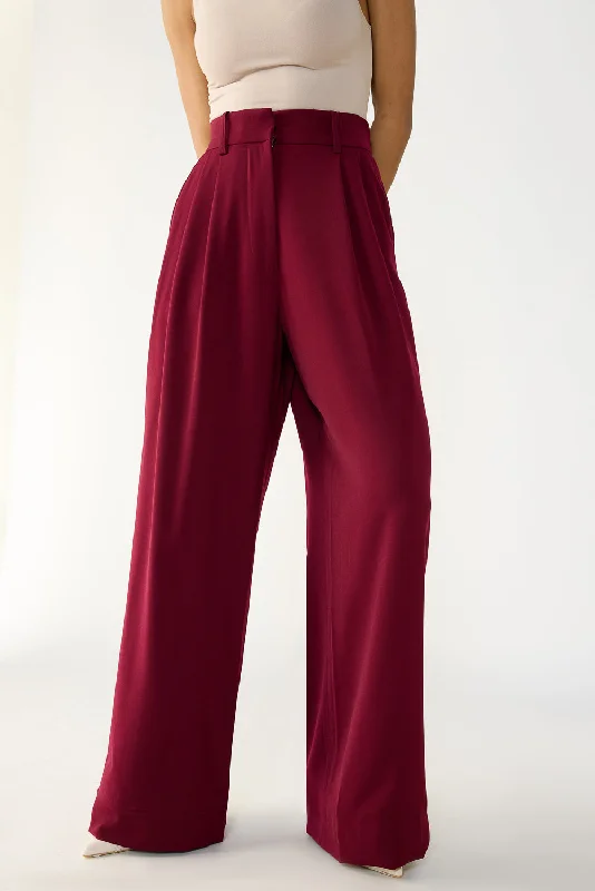 Burnt Maroon Adjustable Korean Pants