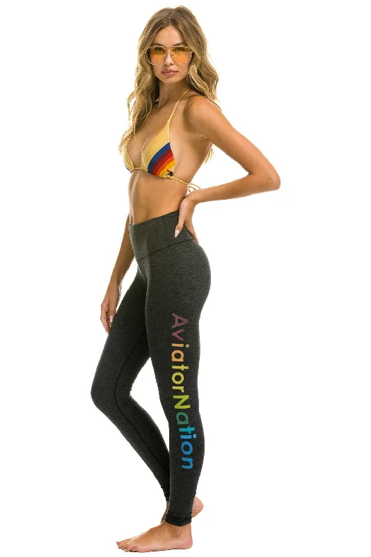 FULL LENGTH HI-RISE AVIATOR NATION LEGGINGS - CHARCOAL