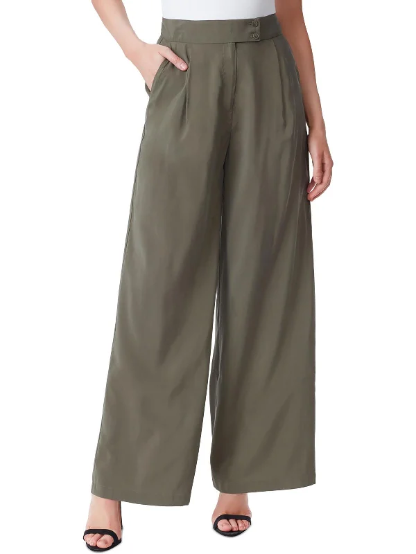 Melba Womens Pleated Viscose Wide Leg Pants