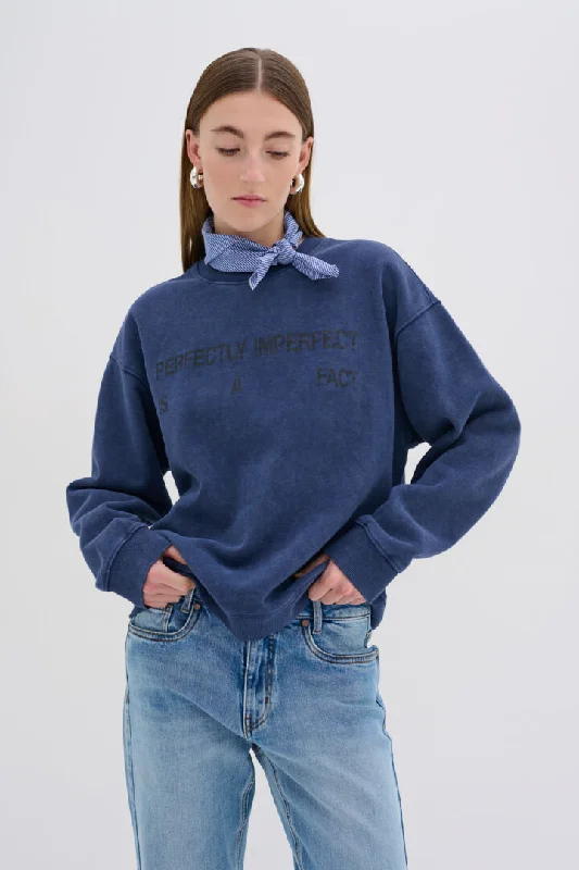 My Essential Wardrobe Diego Front Print Sweatshirt in Dark Blue Rando