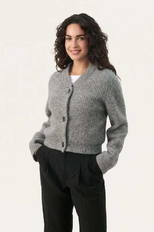 Part Two Lettie Cardigan in Medium Grey Melange