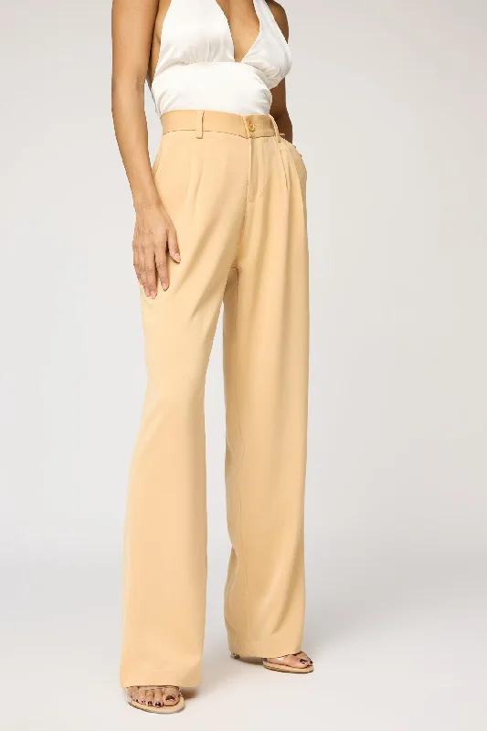 Golden Glow Pleated Straight Korean Pants