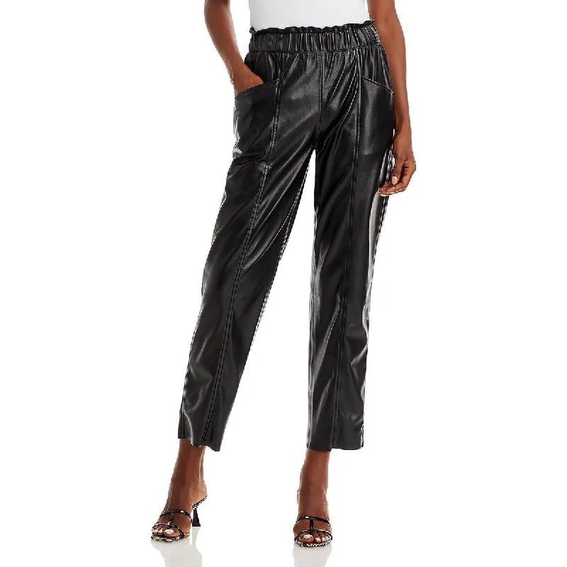 Sundays Womens Harper Faux Leather Mid Rise Ankle Pants