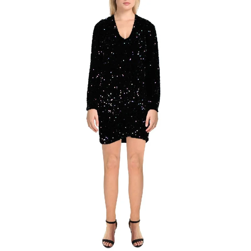 Betsey Johnson Womens Sequined Above Knee Mini Dress