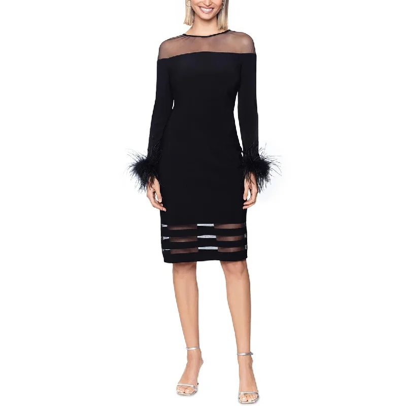 Betsy & Adam Womens Matte Jersey Feathers Sheath Dress