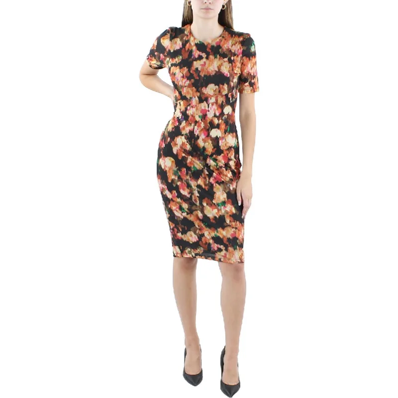 Black Halo Womens Midi Printed Sheath Dress