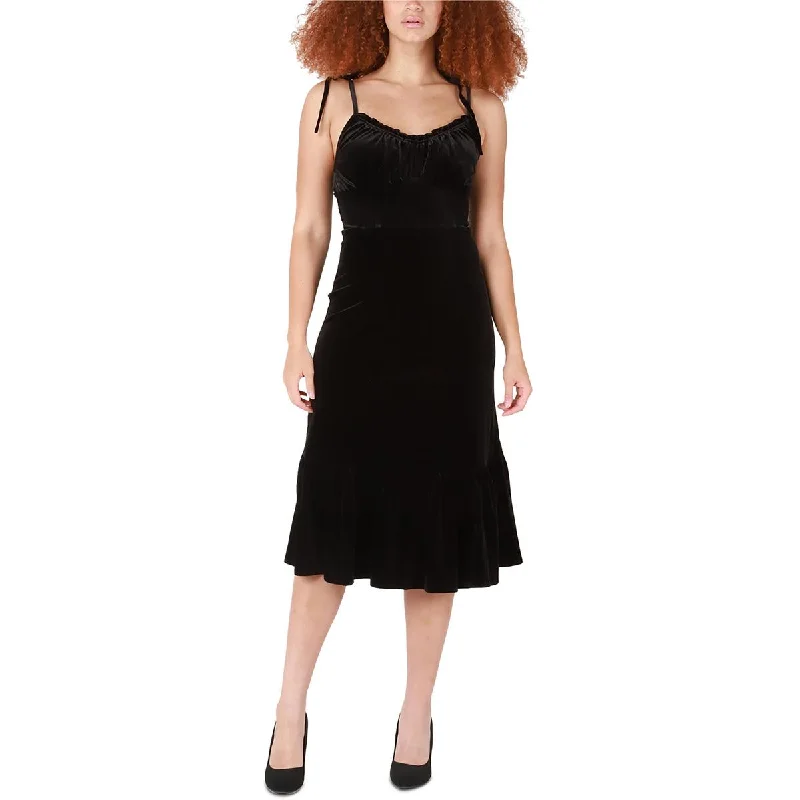 Black Tape_ Womens Velvet Strappy Midi Dress