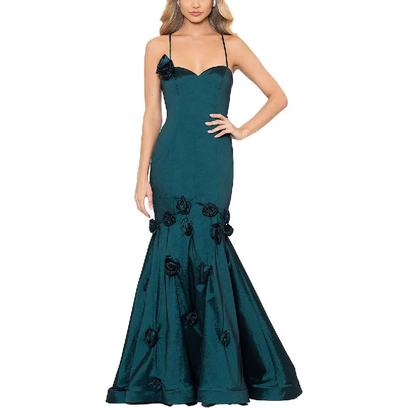 Blondie Nites Womens Juniors Applique Maxi Evening Dress