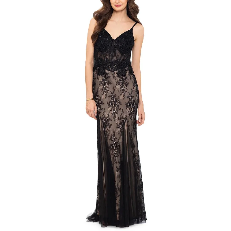 Blondie Nites Womens Juniors Eve Soutache Burnout Evening Dress