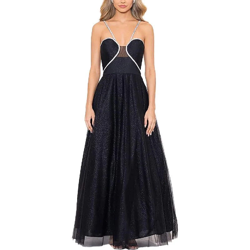 Blondie Nites Womens Juniors Glitter Embellished Evening Dress