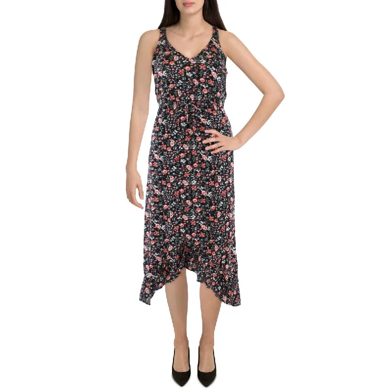 Bobeau Womens Woven Floral Midi Dress