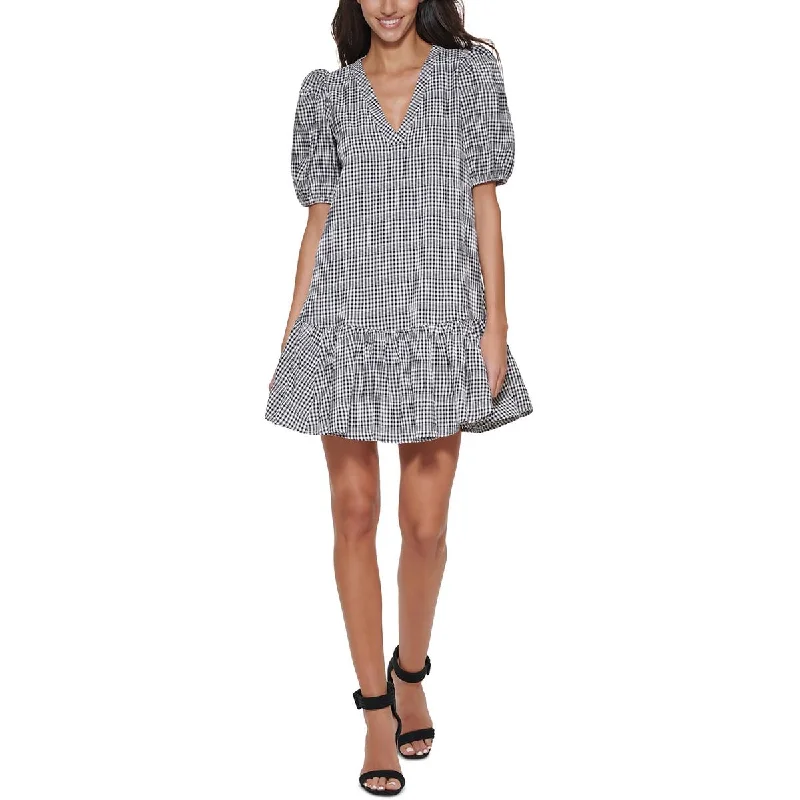 Calvin Klein Womens Checkered A-Line Mini Dress