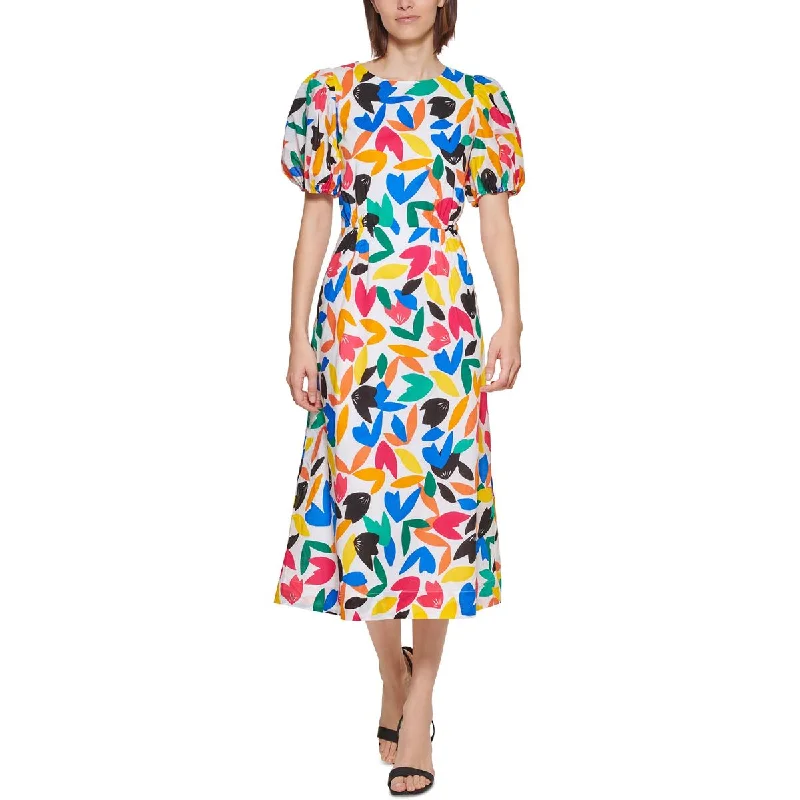 Calvin Klein Womens Cotton Calf Midi Dress