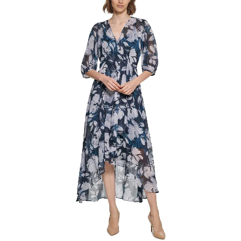 Calvin Klein Womens Floral Hi-Low Midi Dress