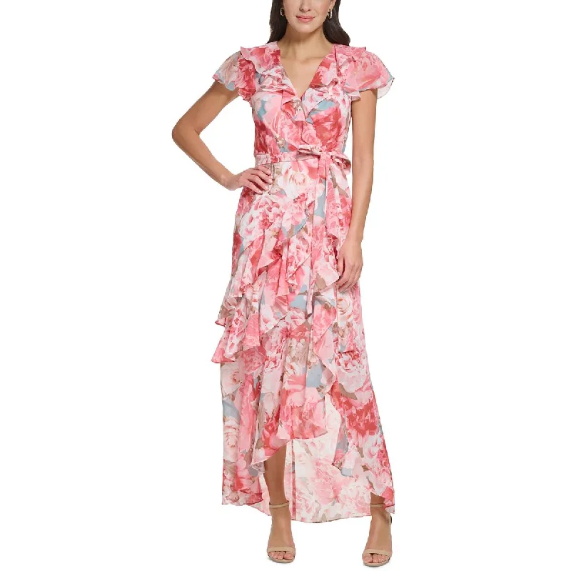 Eliza J Womens Chiffon Floral Maxi Dress