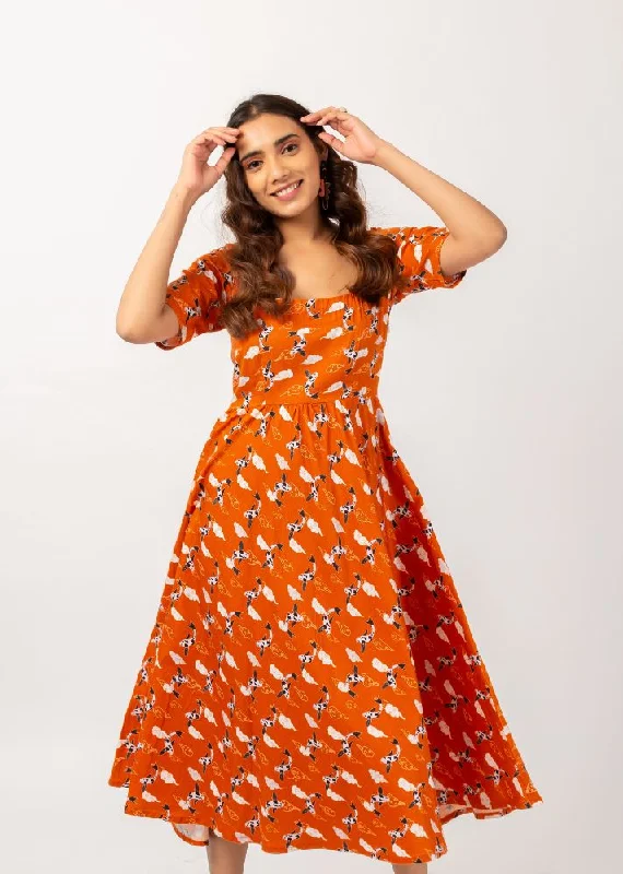 Tangerine Koi Day Dress