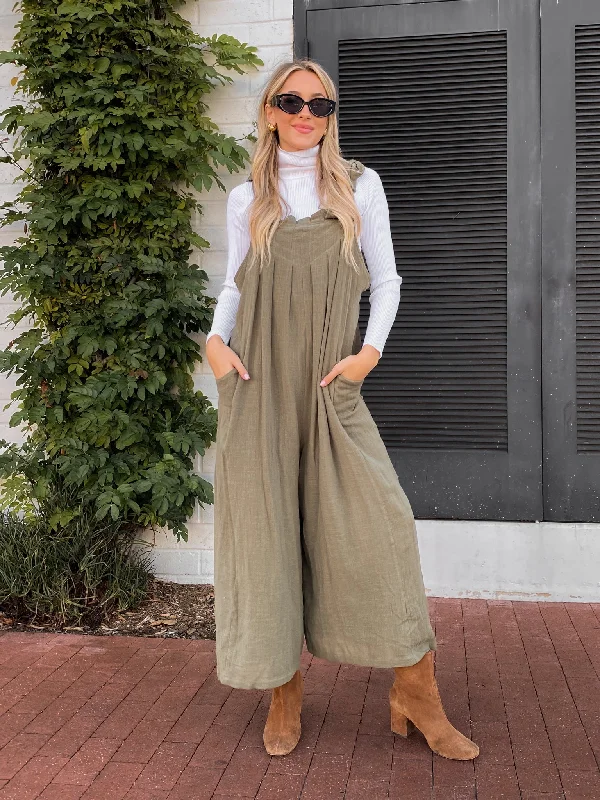 Matcha Love Pleated Jumpsuit - Final Sale